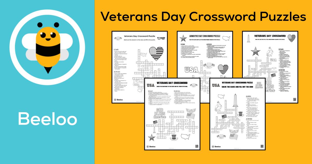 Veterans Day-themed Crossword Puzzles • Beeloo Printable Crafts and ...